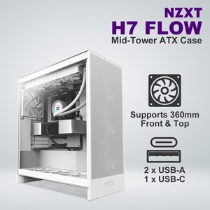 Nzxt H7 Flow Mid-Tower ATX Case - White