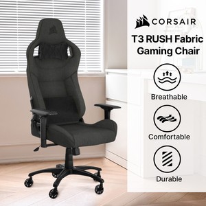 CORSAIR T3 RUSH Fabric Gaming Chair (2023) - Charcoal