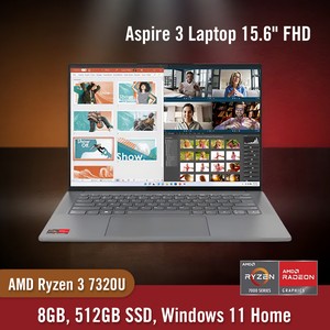 Acer Aspire 3 Laptop 15.6" FHD AMD Ryzen 3 7320U 8GB 512GB SSD Windows 11 Home, A315-24P-R3A3
