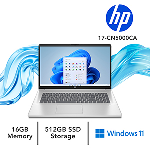 HP 17-cn5000ca Windows Laptop 17.3" Intel Core Ultra 5-225U 16GB 512GB Windows 11 Home, B96S6UA#ABL