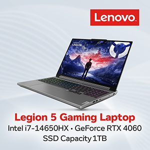 Lenovo Legion 5 Gaming Laptop 16" 165Hz WQXGA Intel i7-14650HX GeForce RTX 4060 16GB 1TB SSD Windows 11 Home, 83DG0099CC