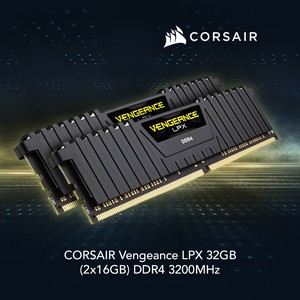 CORSAIR Vengeance LPX 32GB (2x16GB) DDR4 3200MHz CL16 Black 1.35V UDIMM - Desktop Memory - INTEL XMP/ AMD (CMK32GX4M2E3200C16)