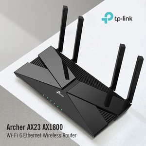 TP-Link Archer AX23 AX1800 Dual Band Ethernet Wireless Wi-Fi 6 Router, 2.40 GHz ISM Band, 5 GHz UNII Band, 4 x Antenna(4 x External), 230.40 MB/s Wireless Speed, 4 x Network Port, 1 x Broadband Port, Gigabit Ethernet, VPN Supported