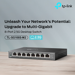 TP-Link (TL-SG108S-M2) 8-Port 2.5G Multi-Gigabit Desktop Switch, 8x 2.5 Gbps Ports, Super-Fast Connections, Ideal for Various Scenarios, Hassle-Free Cabling, Silent Operation, Plug and Play, Metal Casing