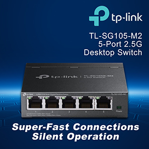 TP-Link (TL-SG105S-M2) 5-Port 2.5G Multi-Gigabit Desktop Switch, Ethernet Splitter, 2.5G Bandwidth, Plug & Play, Desktop/Wall-Mount, Fanless Metal Design, Limited Lifetime Protection