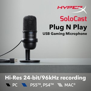 HYPERX SoloCast USB Condenser Gaming Microphone, Black