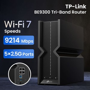 TP-Link (Archer BE550) Tri-Band BE9300 Wi-Fi 7 Router, 6-Stream 9.2Gbps, Full 2.5G Ports USB 3.0, 6 Smart Internal Antennas, VPN Clients & Server, Easy Mesh, HomeShield, Private IoT Network