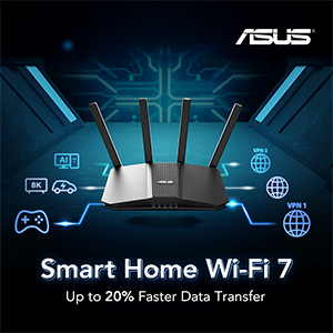 ASUS RT-BE58U BE3600 Dual-band Wireless Wi-Fi 7 Router, 4K-QAM, MLO, AI Detection 2.5G WAN/LAN Port, Four 1G Ports, AiMesh Extendable, Commercial-Grade Network Security, Parental Control, IoT Network, Kid’s Network, VPN Network