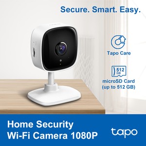TP-Link Tapo C100 Home Security Wi-Fi Camera 1080p microSD, Works with Google Assistant and Amazon Alexa