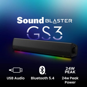 CREATIVE Sound Blaster GS3 Compact RGB Gaming SoundBar with Superwide Technology, Black