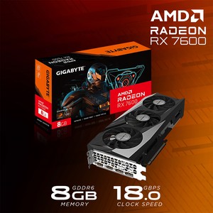 GIGABYTE Radeon RX 7600 GAMING OC 8G Graphics Card, WINDFORCE 3X Cooling System, 8GB 128-bit GDDR6, GV-R76GAMING OC-8GD