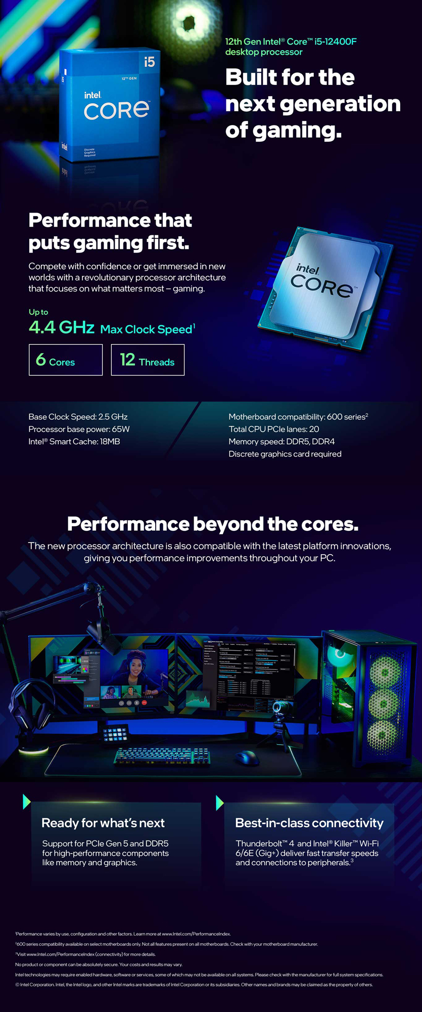 Intel Core i5-12400F Hexa-core (6 Core) (12th Gen) - 2.5GHz