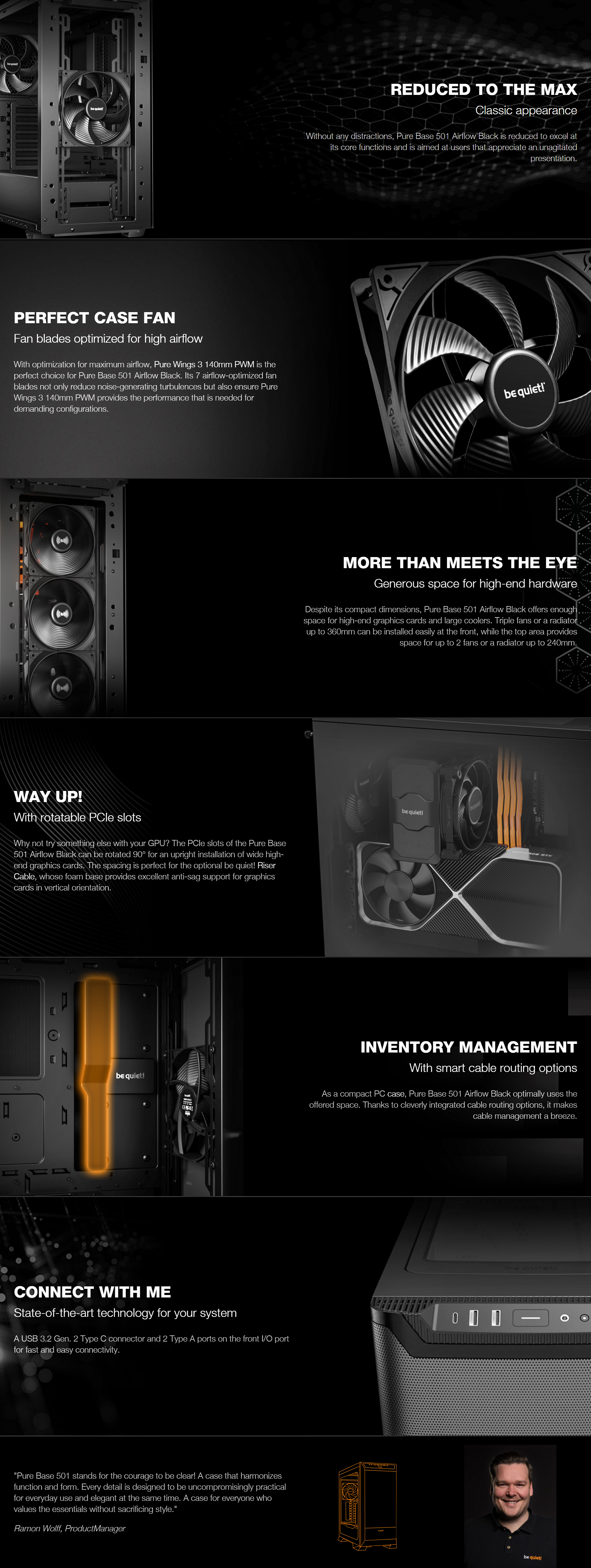 be quiet！ PURE BASE 501 PURE BASE 501 | Airflow Black silent essential PC cases from