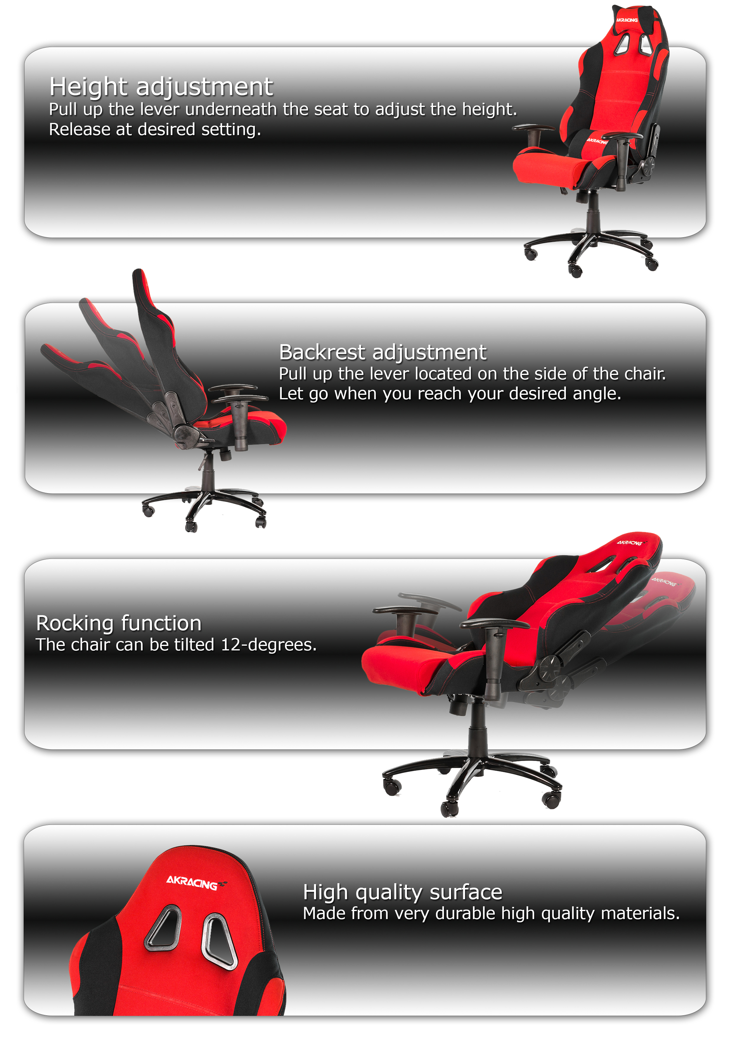 AKRacing Prime Series Gaming Chair Black Red Canada Computers Electronics