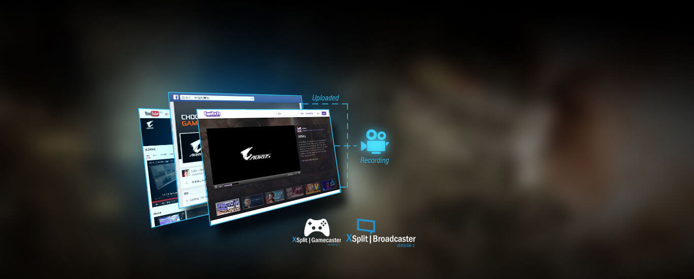 xsplit, three screenshots of XSplit gamecaster + broadcaster
